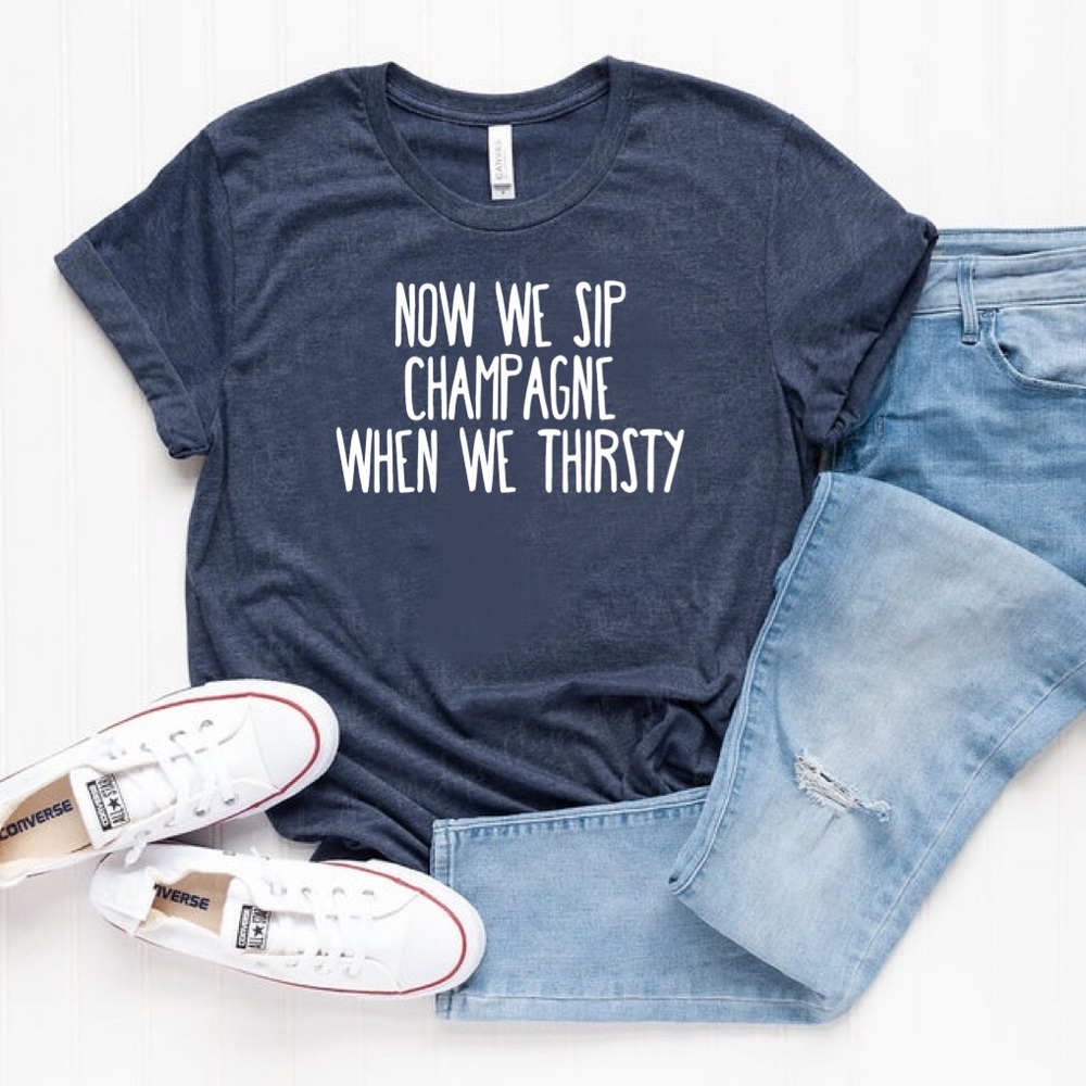 We Sip Champagne - Htr Navy T-shirt, Graphic Tee